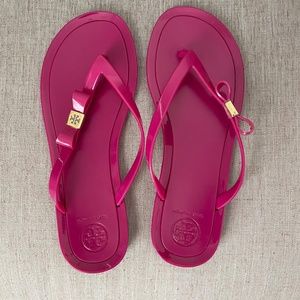 TORY BURCH pink jelly bow flip flop sandals MIHAELA Sz. 9 - 91/2